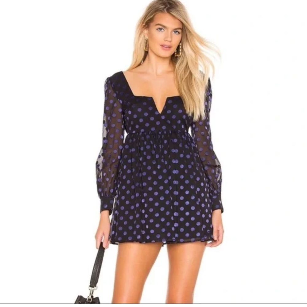 Revolve X Privacy Please Wyatt Dolka Dot Dress - Black and Blue